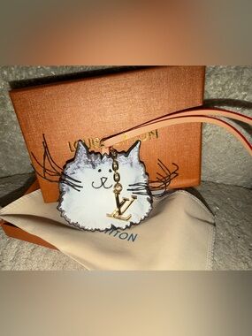 Cat Gram Leather Bag Charm Key Holder